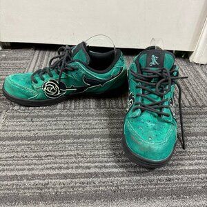 Kizo green suede and black floral sneakers.  Size 10